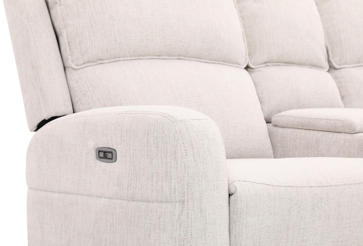ECKSOFA Weiß Leinenoptik  - Schwarz/Weiß, KONVENTIONELL, Holz/Kunststoff (240/102/265cm) - Livetastic
