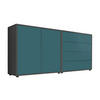 SIDEBOARD Mailand Set 3  in 158/73/33 cm  - Anthrazit/Petrol, MODERN, Holzwerkstoff/Kunststoff (158/73/33cm) - MID.YOU