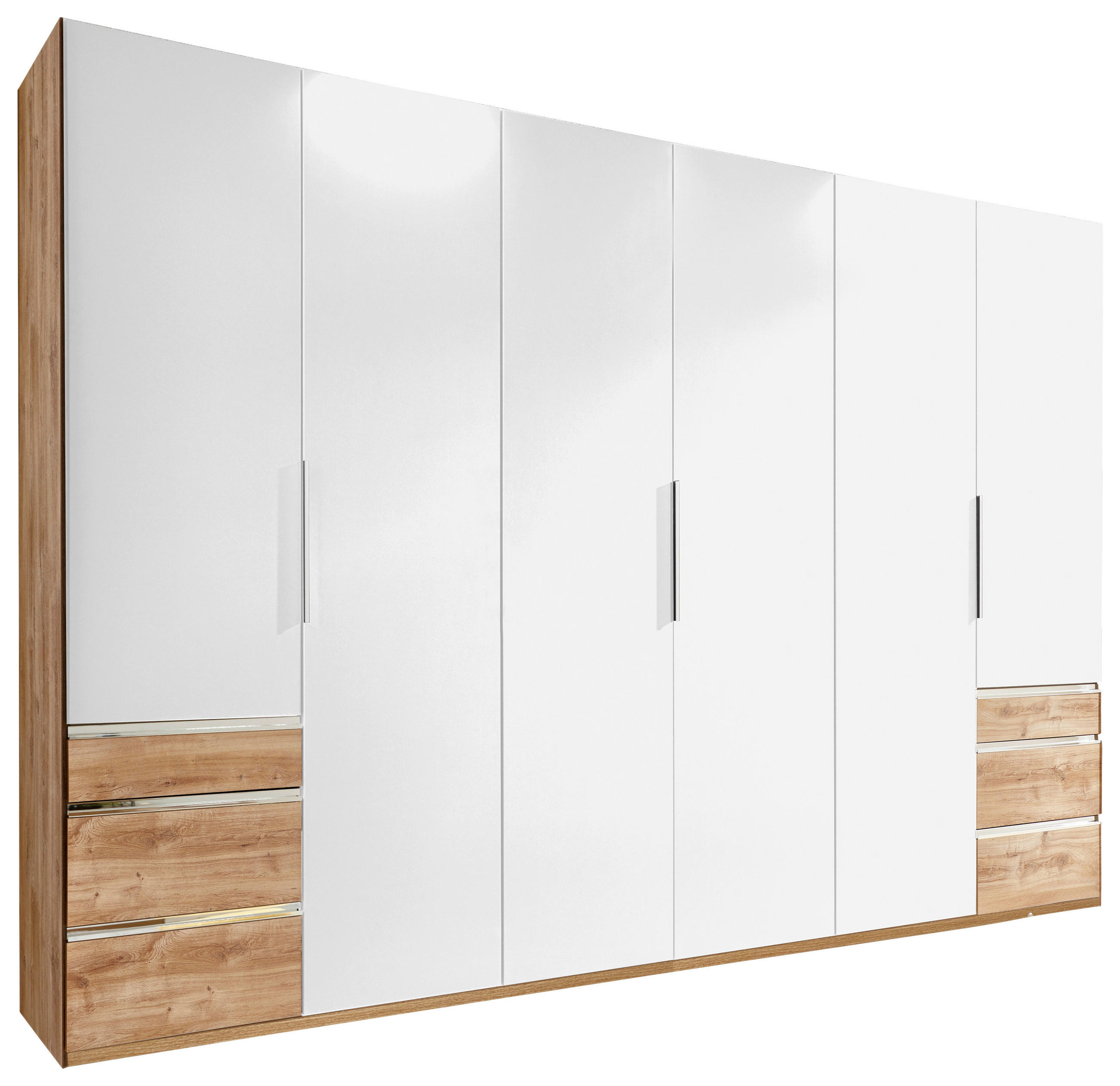 Dulap Cu Uși Rotative, 300/236/58 cm, alb, scânduri de stejar - scânduri de stejar/alb, Modern, material pe bază de lemn (300/236/58cm) - MID.YOU