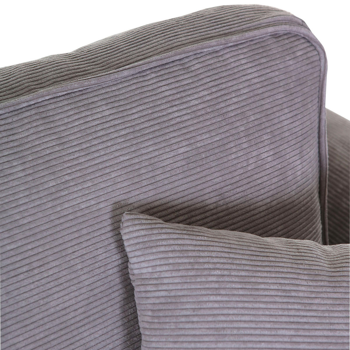 BIGSOFA in Cord Grau  - Buchefarben/Grau, Design, Holz/Textil (240/63/90cm) - MID.YOU
