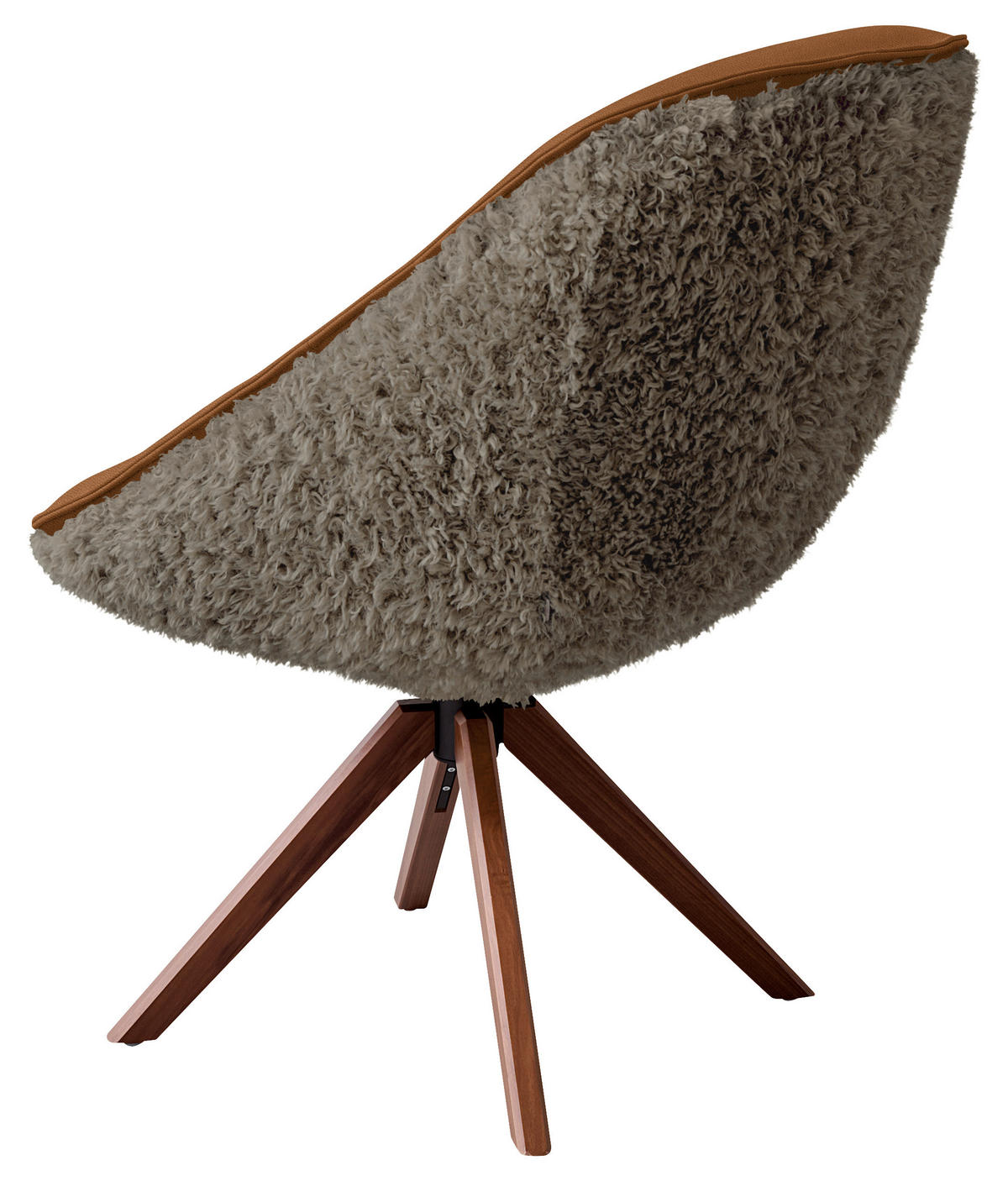 ARMLEHNSTUHL  Beinauswahl, Lederauswahl, Stoffauswahl, inklusive Armlehnen, automatische Rückholfunktion, gepolsterte Armlehnen, Sitzfläche 320° drehbar Hochflor Echtleder  - Nussbaumfarben/Braun, Design, Leder/Holz (61/89/70cm) - Koinor