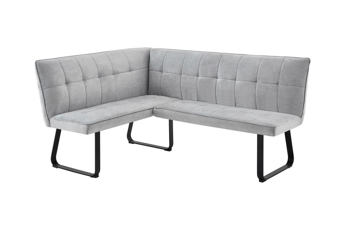 ECKBANK 128/168 cm  in Hellgrau  - Hellgrau/Schwarz, MODERN, Textil/Metall (128/168cm) - MID.YOU