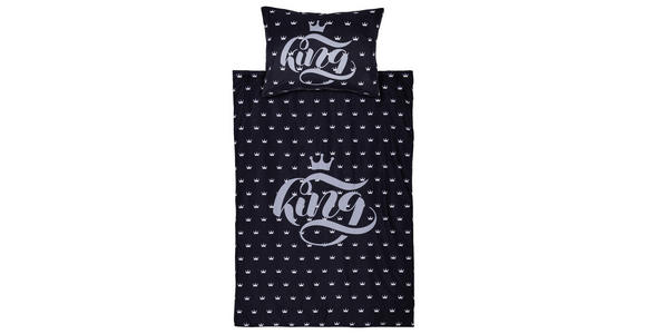 Bettwäsche King - Silberfarben/Schwarz, MODERN, Textil - Luca Bessoni
