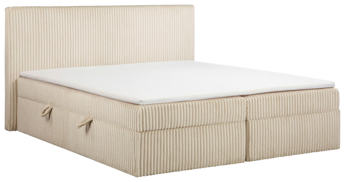 BOXBETT 180/200 cm,  in Grau, gepolstertes Kopfteil, Bettkasten, Topper, Matratzen, H3 + H3 = fest  - Schwarz/Grau, Basics, Kunststoff/Textil (180/200cm) - Chameo
