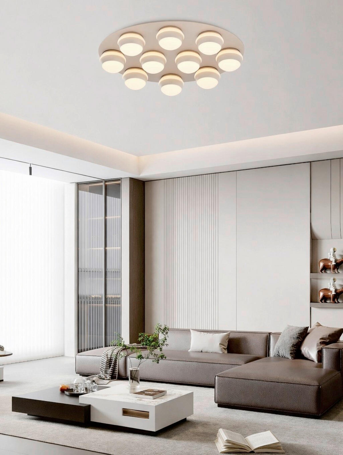 LED-DECKENLEUCHTE Biarritz 60/60/14 cm  - Sandfarben, Design, Kunststoff/Metall (60/60/14cm)