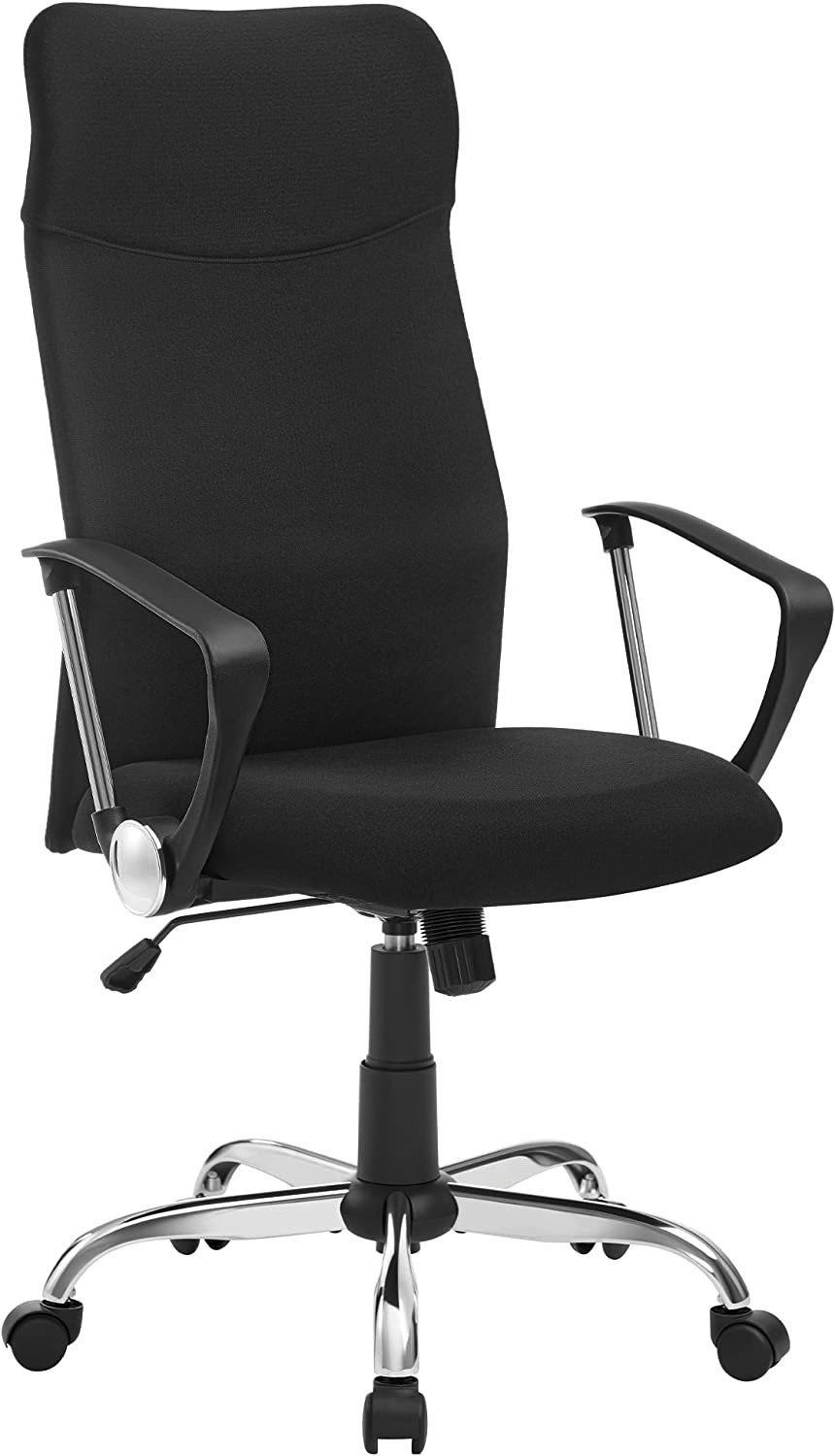DREHSTUHL Webstoff Schwarz, Chromfarben  - Chromfarben/Schwarz, Basics, Kunststoff/Textil (63/110-120/63cm) - Boxxx