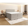 BOXSPRINGBETT 180/200 cm,  in Greige, gepolstertes Kopfteil, Bettkasten, Topper, Matratzen, H3 + H4 = fest + sehr fest  - Greige/Schwarz, KONVENTIONELL, Kunststoff/Textil (180/200cm) - Esposa