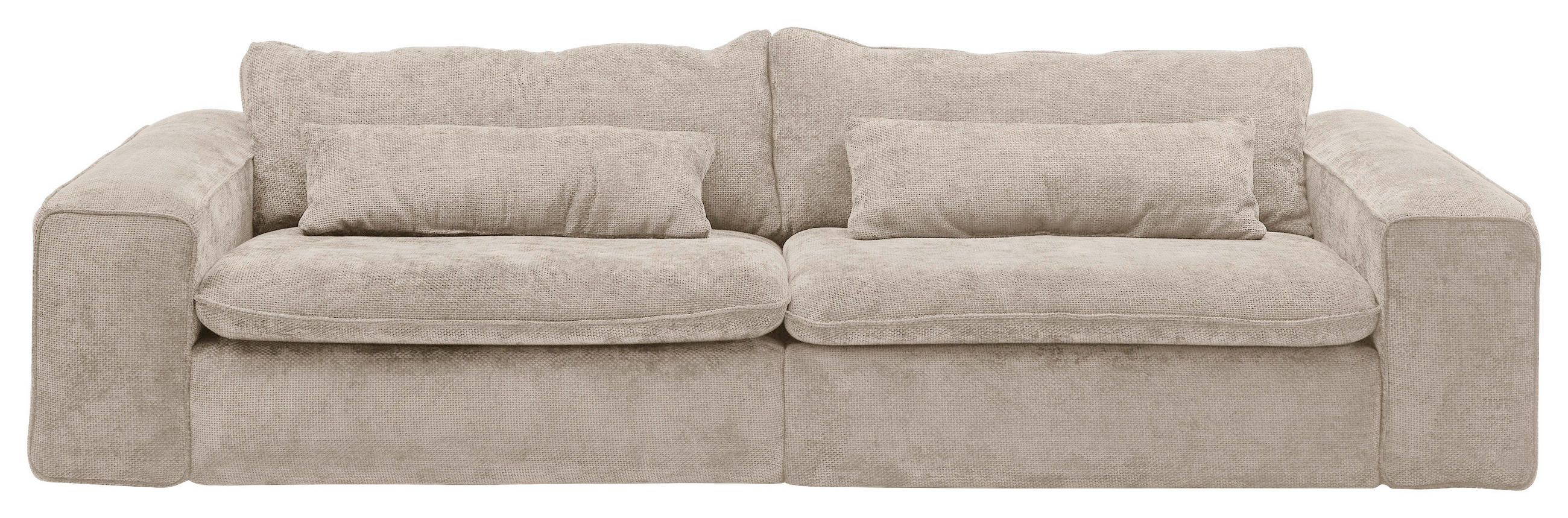 BIGSOFA VENICE in Webstoff Greige  - Greige/Schwarz, Basics, Kunststoff/Textil (300/80/118cm) - Livetastic