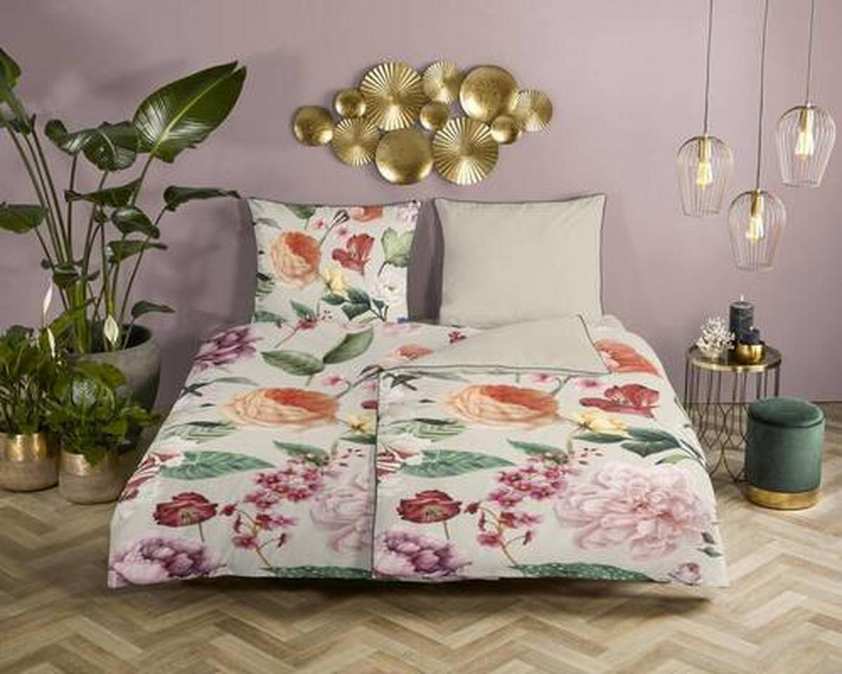 WENDEBETTWÄSCHE Fiori Satin 155/220 cm  - Ecru/Gelb, Natur, Textil (155/220cm)