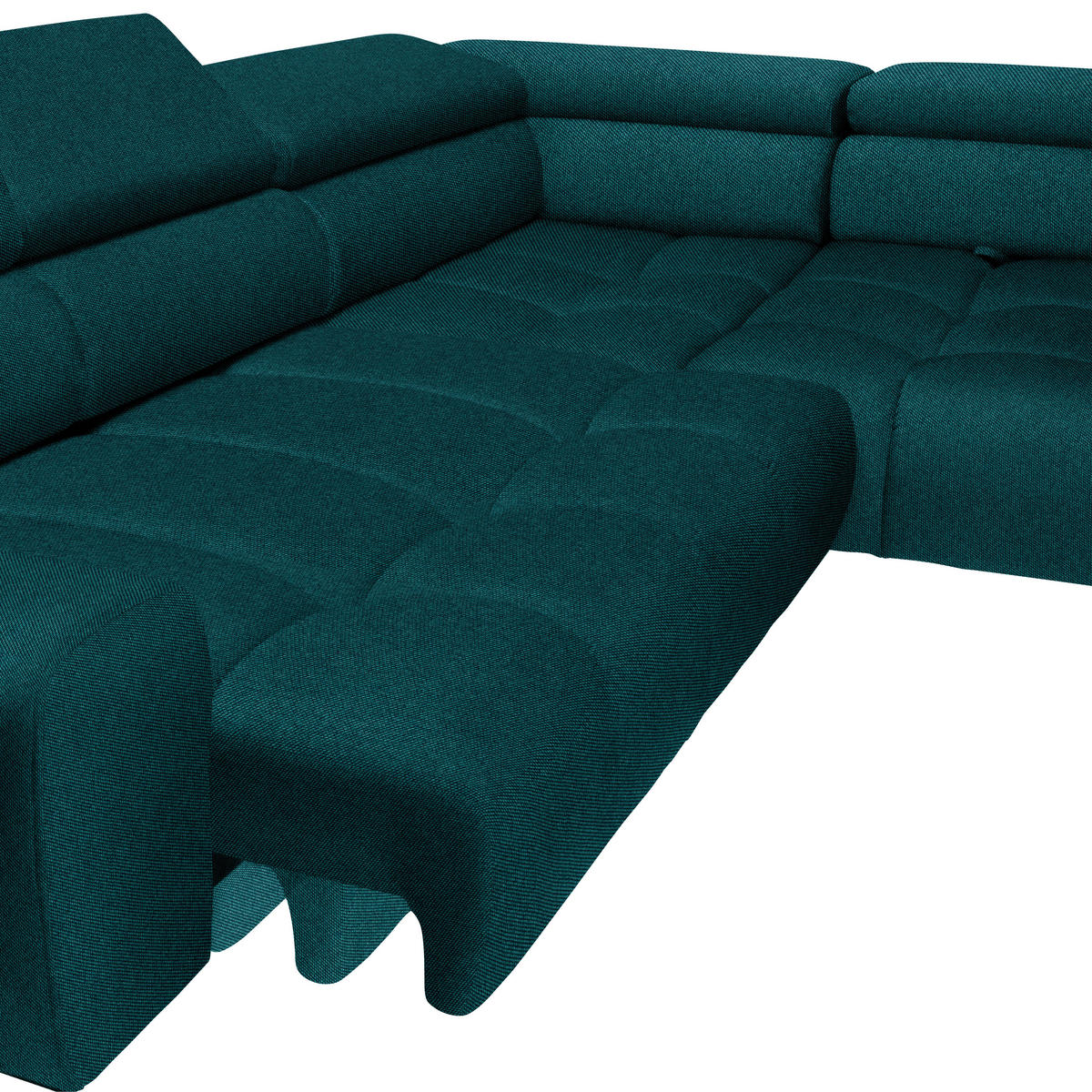 ECKSOFA Petrol Webstoff  - Petrol/Schwarz, Design, Textil/Metall (300/216cm) - Welnova
