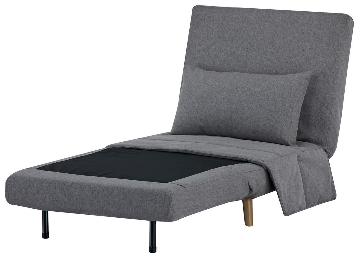 SCHLAFSESSEL Mikrofaser Dunkelgrau    - Dunkelgrau/Naturfarben, MODERN, Holz/Textil (77/81/90cm) - MID.YOU