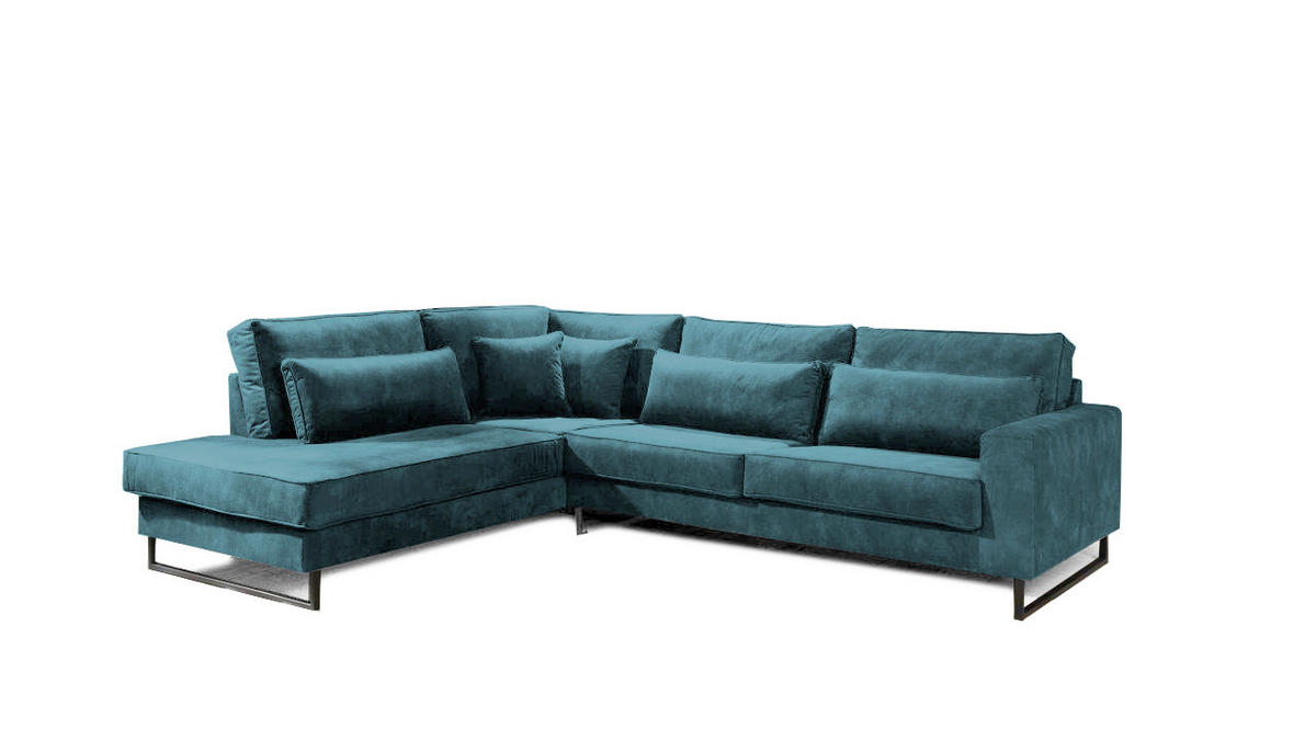 ROHOVÁ SEDAČKA, textil, kompozitné drevo, modrá - modrá/čierna, Konventionell, kov/kompozitné drevo (284/253cm) - Livetastic