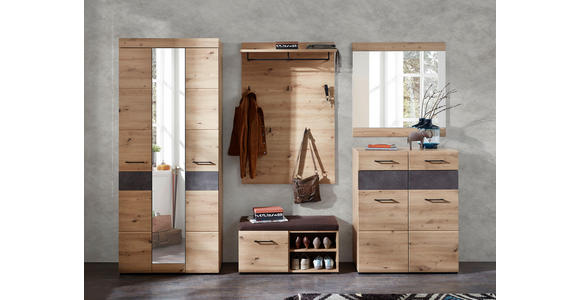 GARDEROBE 6-teilig in 282/201/40 cm - Eiche Artisan/Grau, Design, Glas/Holzwerkstoff (282/201/40cm) - Voleo