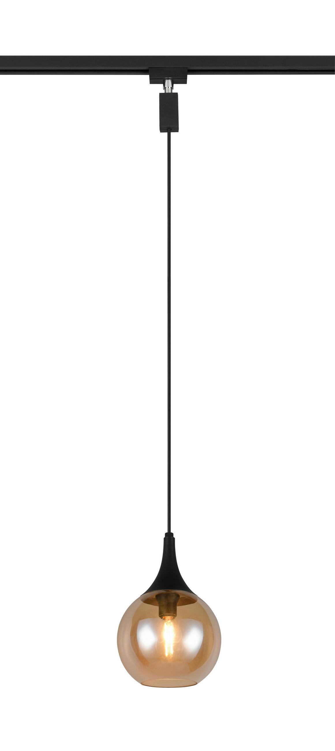 SCHIENENSYSTEM-HÄNGELEUCHTE - Bernsteinfarben/Schwarz, Konventionell, Glas/Metall (18/180cm) - Trio Leuchten