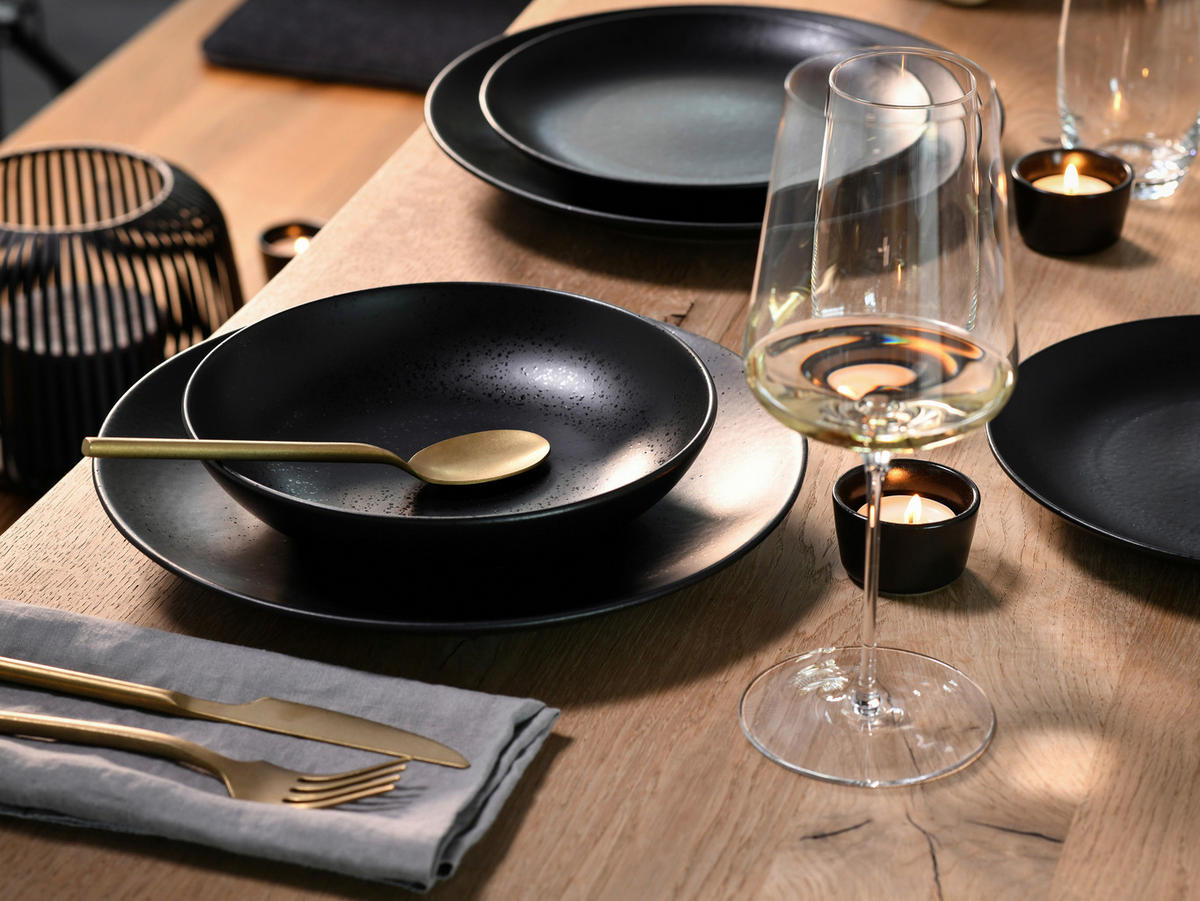 JEDÁLENSKÝ SERVIS, kamenina - čierna, Basics, keramika - Creatable