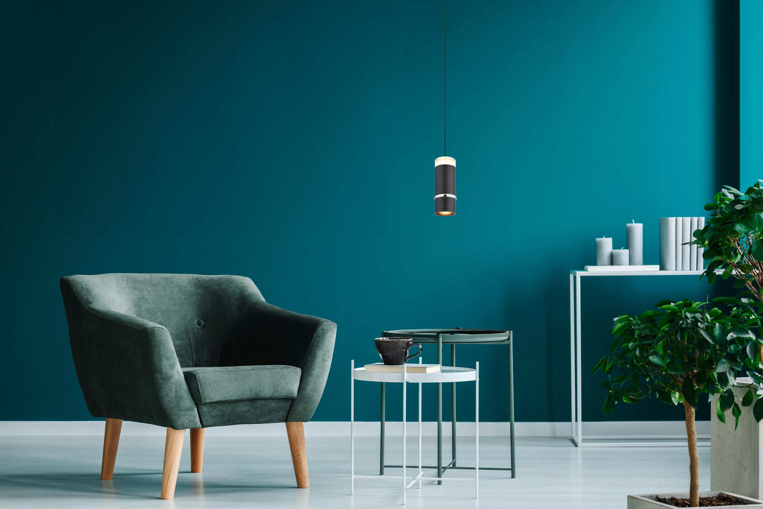 LED-HÄNGELEUCHTE 7,5/180 cm  - Schwarz, Design, Kunststoff/Metall (7,5/180cm) - Globo