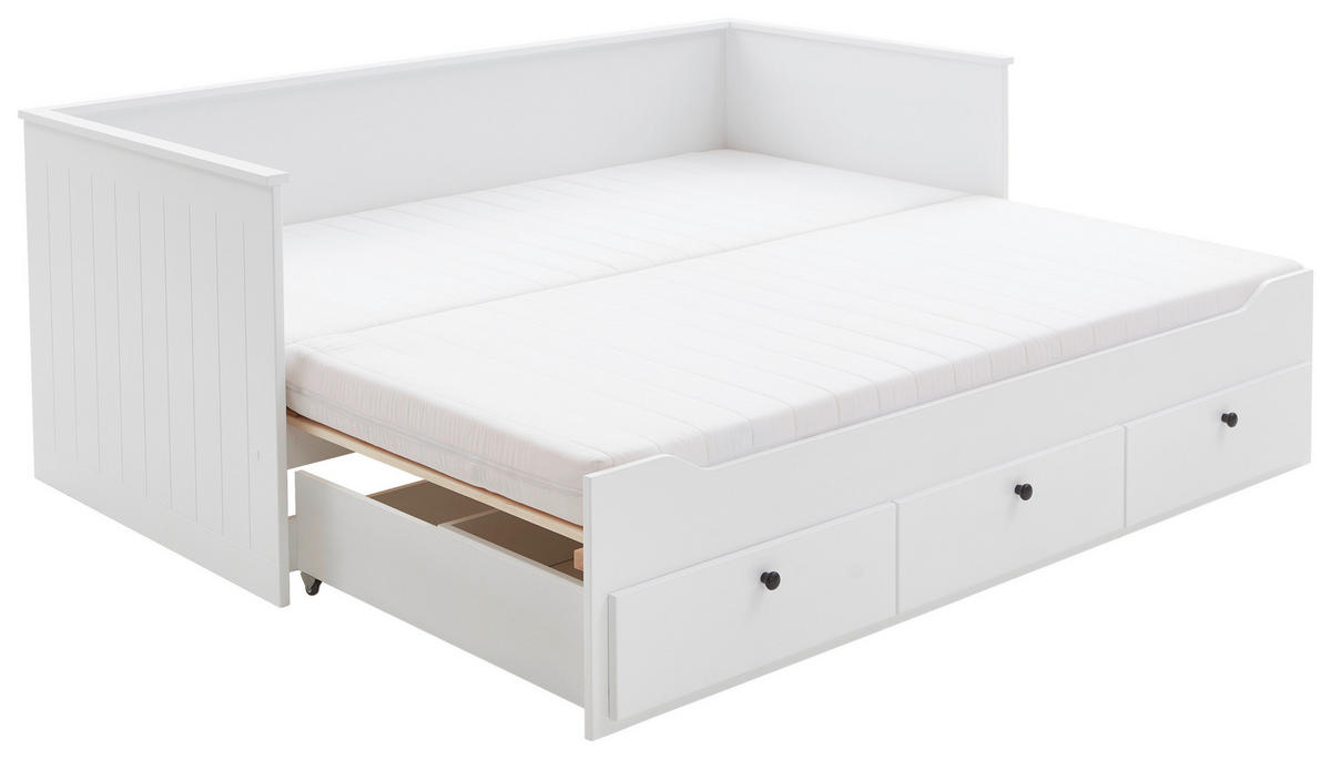 AUSZIEHBETT 90-180/200 cm  in Weiß  - Weiß, KONVENTIONELL, Holz/Holzwerkstoff (90-180/200cm) - Boxxx
