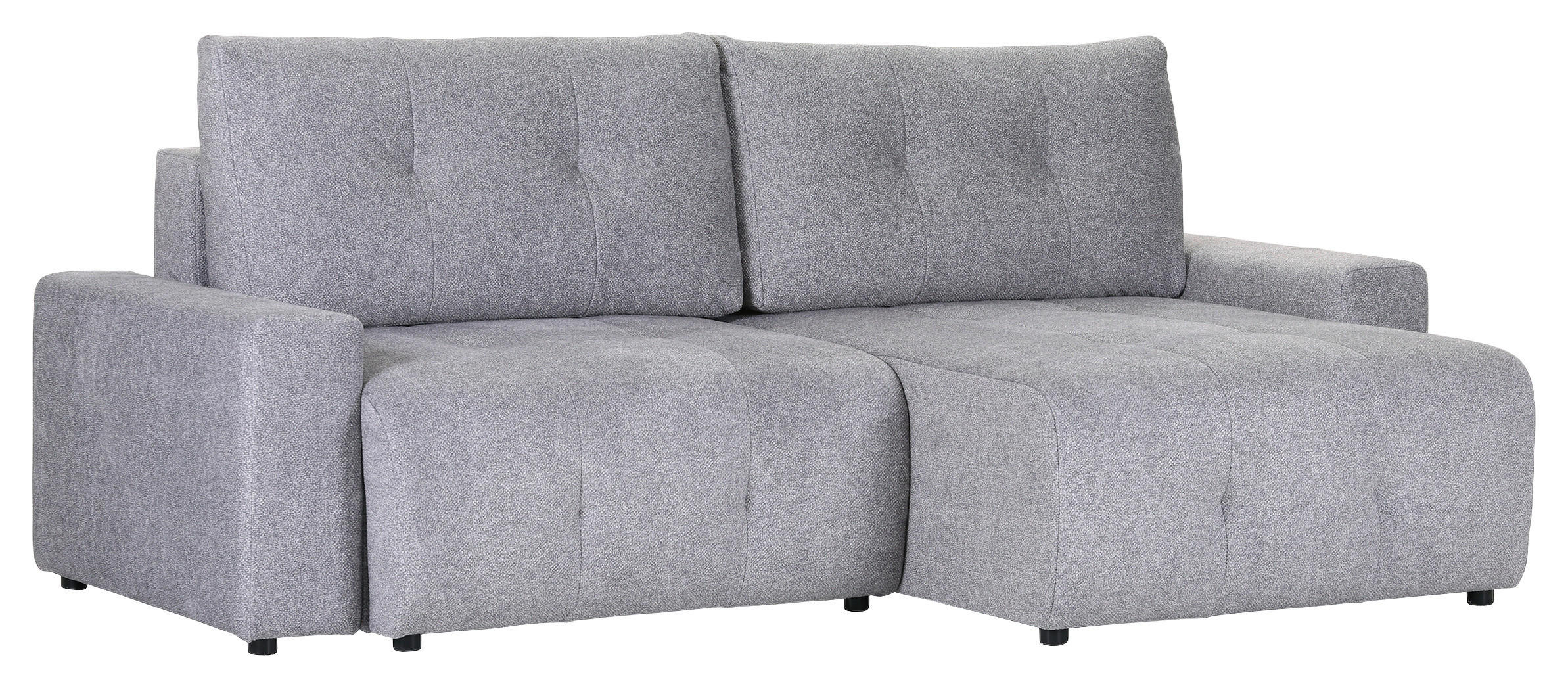 ECKSOFA in Velours Grau  - Schwarz/Grau, KONVENTIONELL, Kunststoff/Textil (247/156cm) - Carryhome