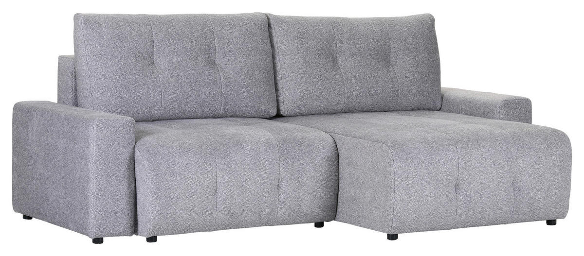 ECKSOFA in Velours Grau  - Schwarz/Grau, Konventionell, Kunststoff/Textil (247/156cm) - Carryhome