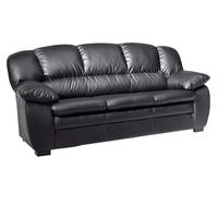 3-SITZER-SOFA Lederlook Schwarz  - Schwarz, KONVENTIONELL, Kunststoff/Textil (177/88/92cm) - MID.YOU