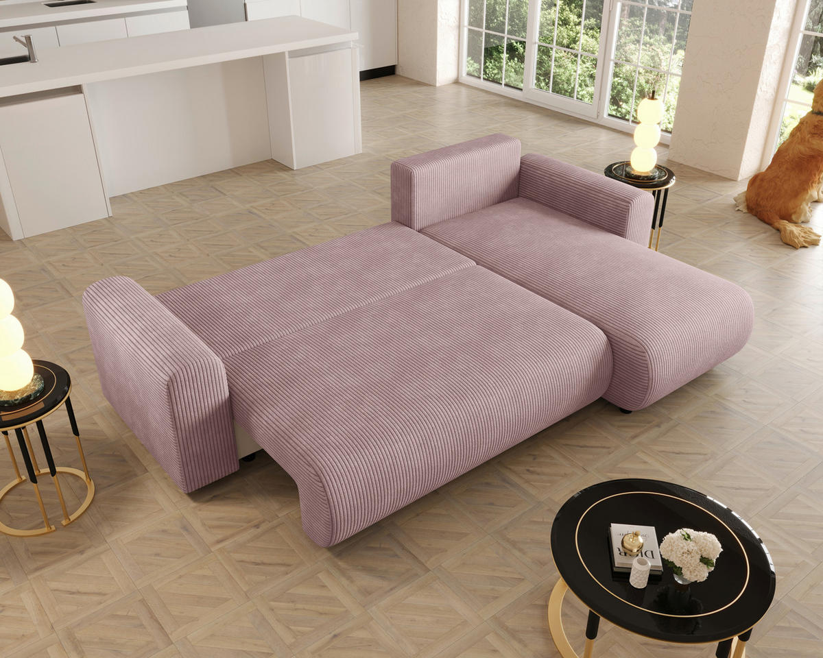 ECKSOFA  in Cord Rosa  - Schwarz/Rosa, KONVENTIONELL, Kunststoff/Textil (246/152cm) - Xora