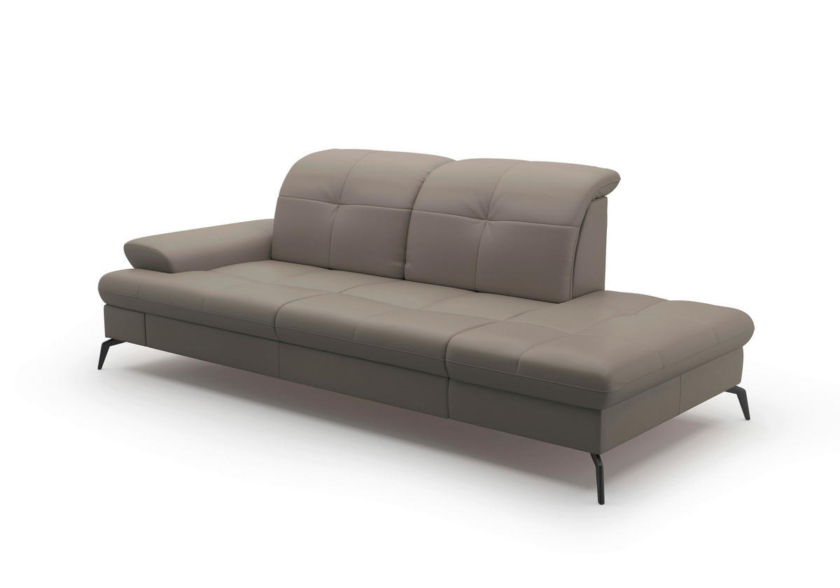 RÉCAMIERE in Vliesstoff Kombination Echtleder/Stoff Grau  - Schwarz/Grau, Konventionell, Leder/Textil (231/90/122cm) - Sit & More