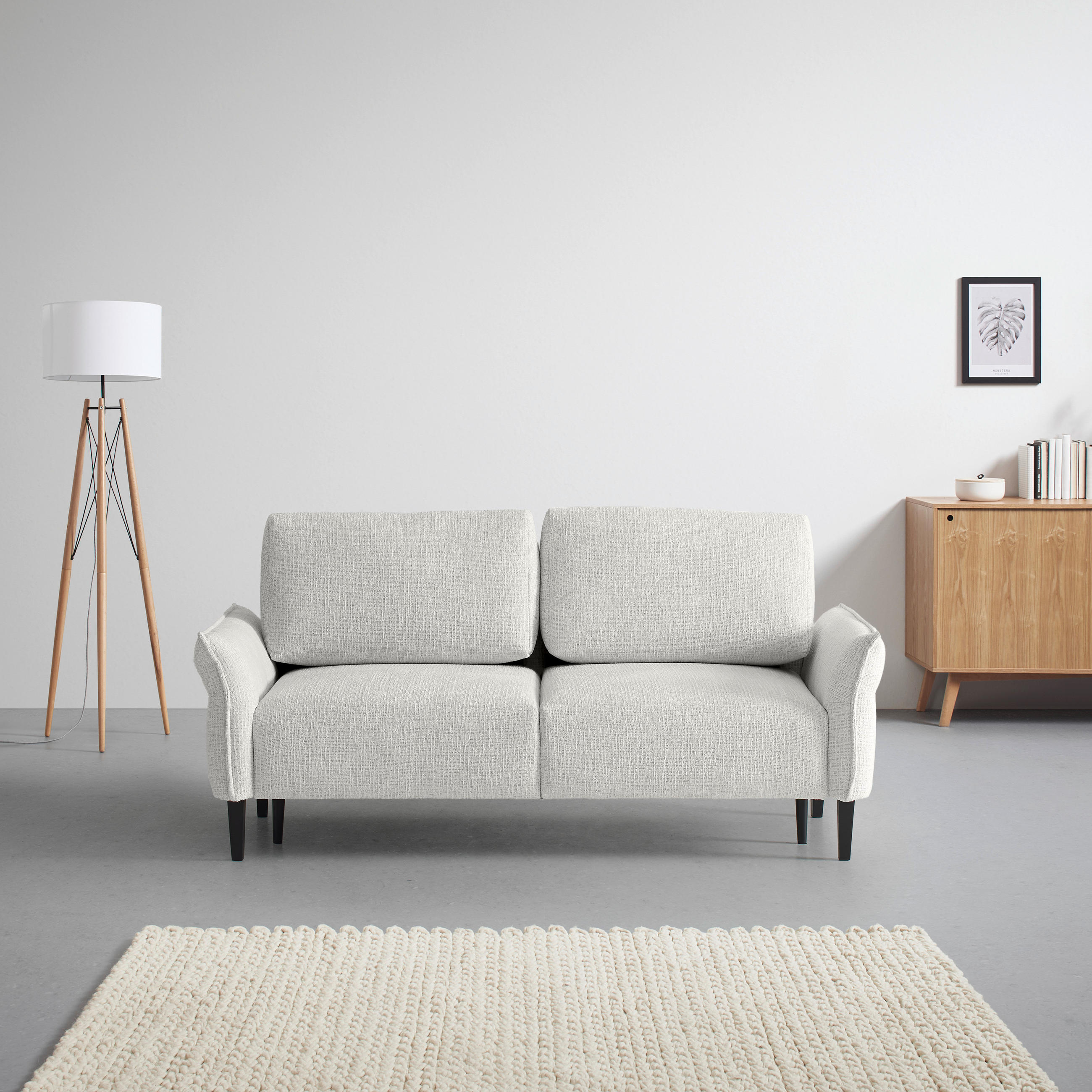 3-SITS SOFFA i vävt tyg ljusgrå  - ljusgrå/svart, Modern, trä/textil (183/85/92cm) - MID.YOU