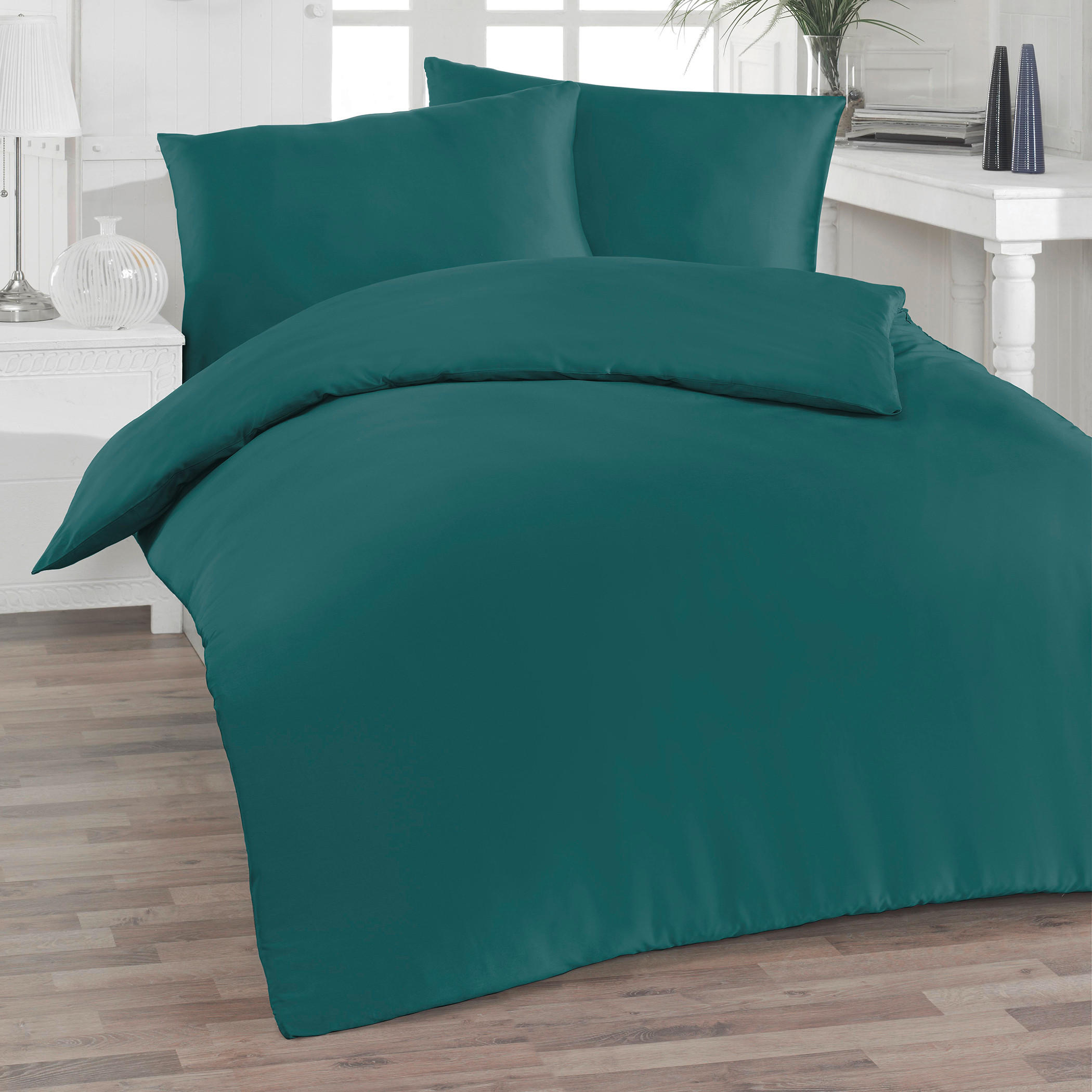 BETTWÄSCHE Satin 140/200 cm  - Jadegrün, Basics, Textil (140/200cm) - Florella