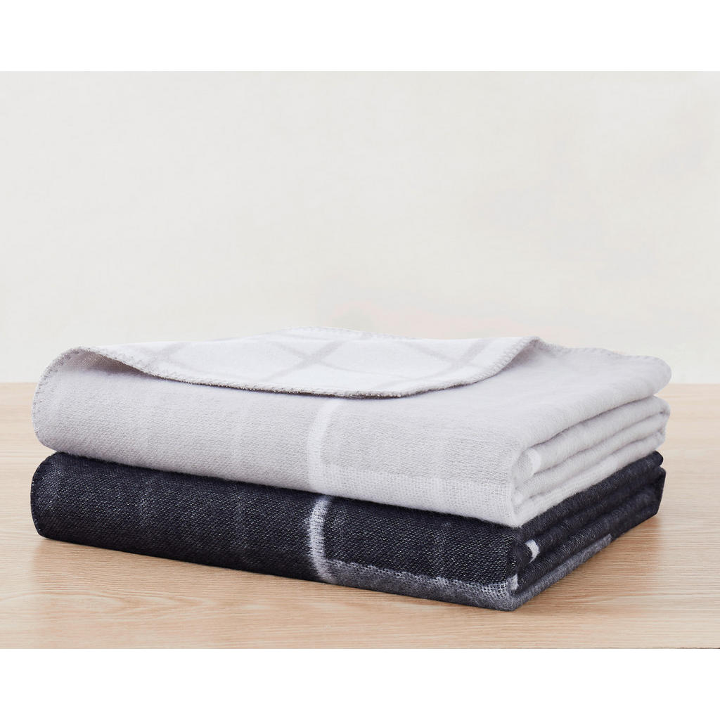 Thumbnail - Calvin Klein Wohndecke Offset Logo, Anthrazit, Textil, 127x178 cm, Wohntextilien, Decken, Kuscheldecken