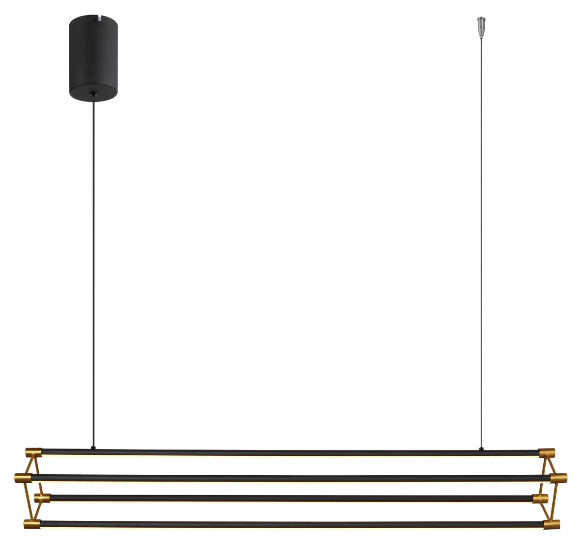 LED-HÄNGLAMPA KAYSON 104/16,2/150 cm  - svart/guldfärgad, Design, metall/plast (104/16,2/150cm) - Globo