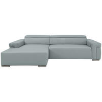 Ecksofa inkl. Funktion DUA Hellgrau Echtleder  - Chromfarben/Hellgrau, Design, Leder/Metall (170/293cm) - Novel