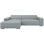 ECKSOFA DUA in Echtleder Hellgrau  170/293 cm  - Chromfarben/Hellgrau, Design, Leder/Metall (170/293cm) - Novel