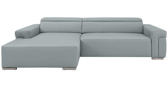ECKSOFA DUA in Echtleder Hellgrau  170/293 cm  - Chromfarben/Hellgrau, Design, Leder/Metall (170/293cm) - Novel