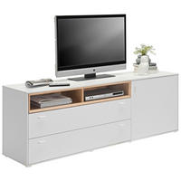 NISKA KOMODA   170,3/60,2/43 cm   bijela, boje hrasta   - bijela/srebrne boje, Design, drvni materijal/plastika (170,3/60,2/43cm) - Hom`in