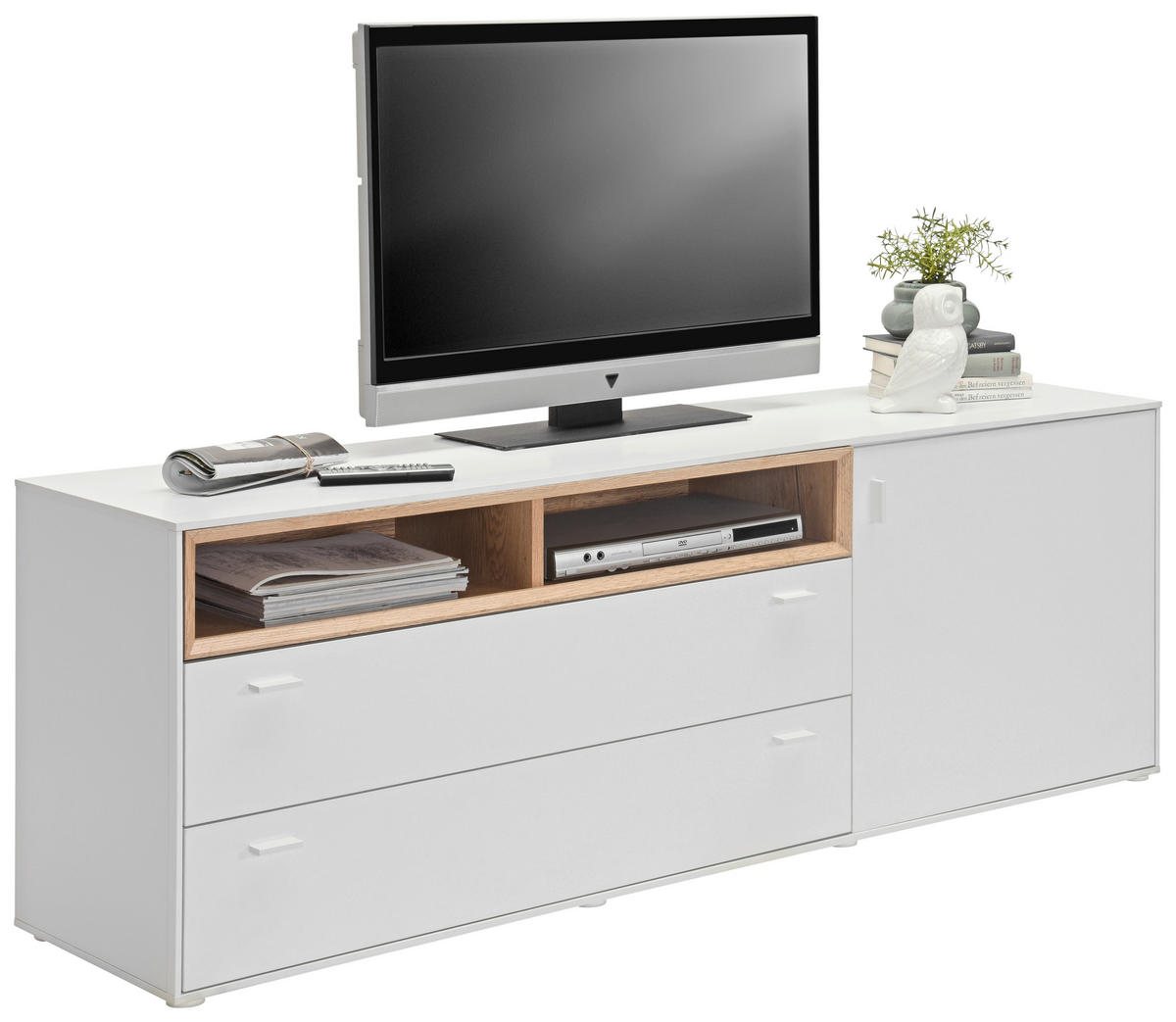 NISKA KOMODA   170,3/60,2/43 cm   bijela, boje hrasta   - bijela/srebrne boje, Design, drvni materijal/plastika (170,3/60,2/43cm) - Hom`in