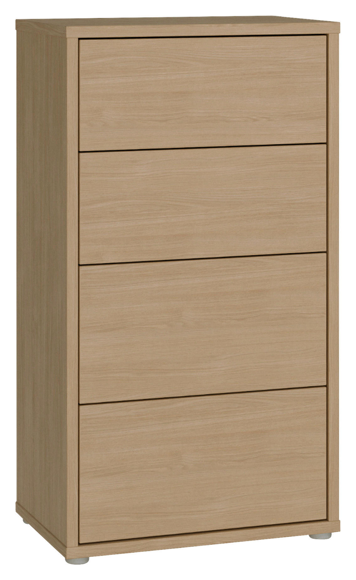 KOMMODE , 55/99/35 cm, 4 Schublade(n)  - Eichefarben/Silberfarben, Trend, Holzwerkstoff/Kunststoff (55/99/35cm) - Carryhome