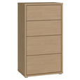 KOMMODE , 55/99/35 cm, 4 Schublade(n)  - Eichefarben/Silberfarben, Trend, Holzwerkstoff/Kunststoff (55/99/35cm) - Carryhome