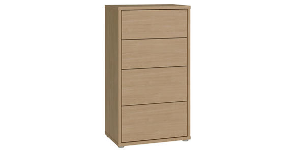 KOMMODE , 55/99/35 cm, 4 Schublade(n)  - Eichefarben/Silberfarben, Trend, Holzwerkstoff/Kunststoff (55/99/35cm) - Carryhome