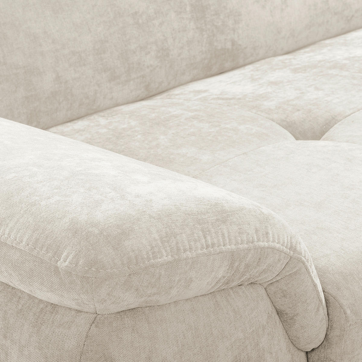 ECKSOFA  Webstoff Creme  - Creme/Schwarz, Design, Textil/Metall (268/195cm) - Livetastic