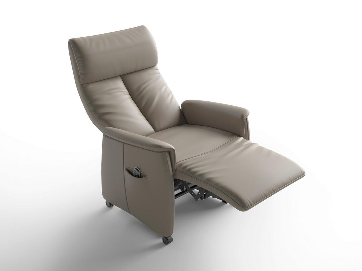 RELAXSESSEL TV CREMONA COMFORT E L3 Echtleder Kopfteilverstellung, Fußteilverstellung, Rücken echt    - Schwarz/Grau, Basics, Leder/Kunststoff (76/114/84cm) - Sit & More