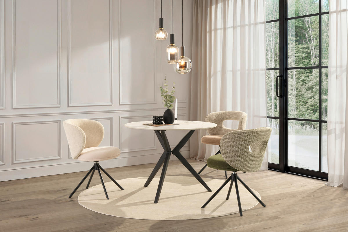 MATBORD i metall, keramik 100/100/76 cm   - vit/beige, Design, metall/keramik (100/100/76cm) - Xora