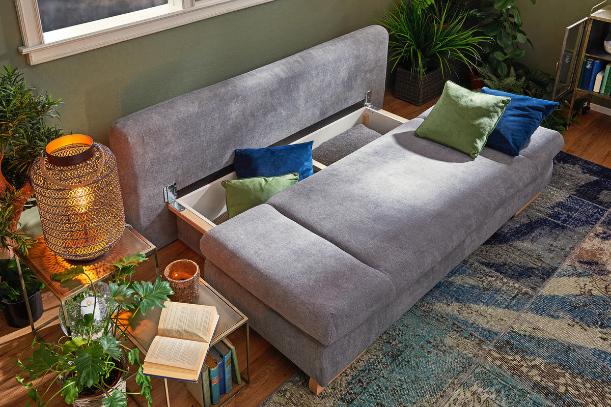 SOFA LEŽAJ siva  - siva, Dizajnerski, tekstil/drvo (200/87/93cm) - Venda