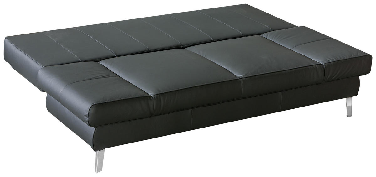 SCHLAFSOFA Anthrazit Echtleder  - Chromfarben/Anthrazit, KONVENTIONELL, Leder/Metall (200/85/90cm) - Novel