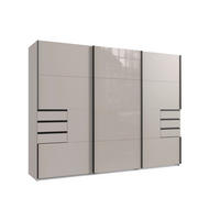 Dulap Cu Uși Culisante, bej, grej - grej/bej, Modern, sticlă/metal (270/208/64cm) - Novel