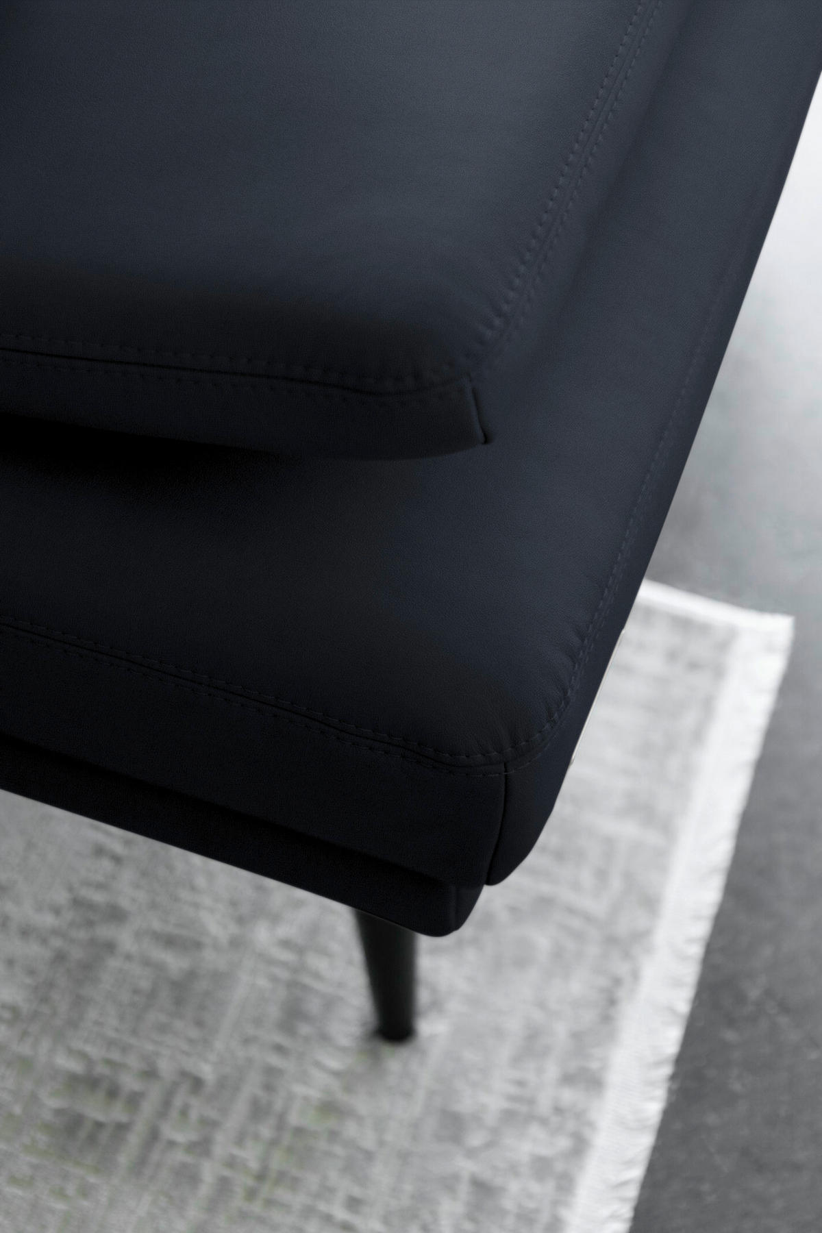 ECKSOFA Echtleder Dunkelblau  - Schwarz/Dunkelblau, Konventionell, Leder/Metall (301/180cm) - Joop!