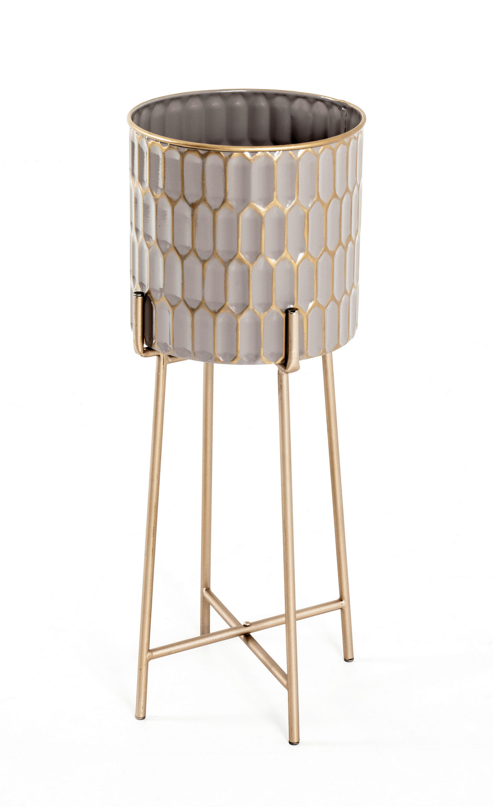 BLUMENSÄULE Metall  - Taupe/Goldfarben, Design, Metall (22/22/59cm)