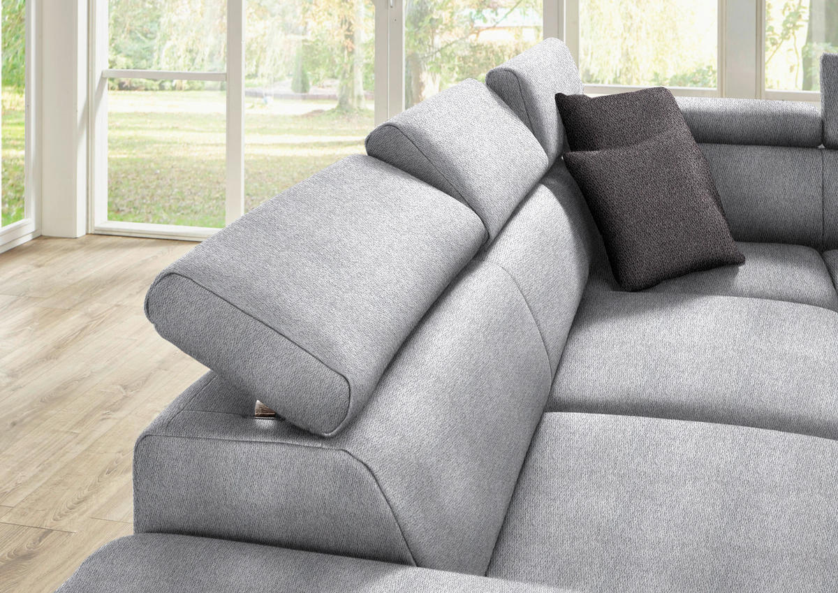 ECKSOFA in Mikrofaser Hellgrau  226/273 cm  - Eichefarben/Beige, Natur, Holz/Textil (226/273cm) - Beldomo System