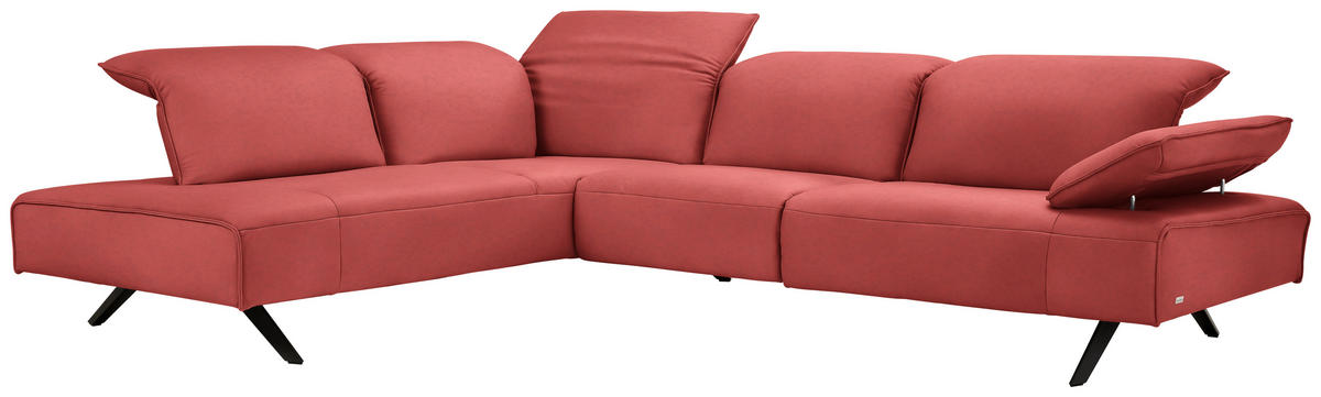 ECKSOFA  in Echtleder Koralle  230/290 cm  - Koralle/Anthrazit, Design, Leder/Metall (230/290cm) - Johann Jakob