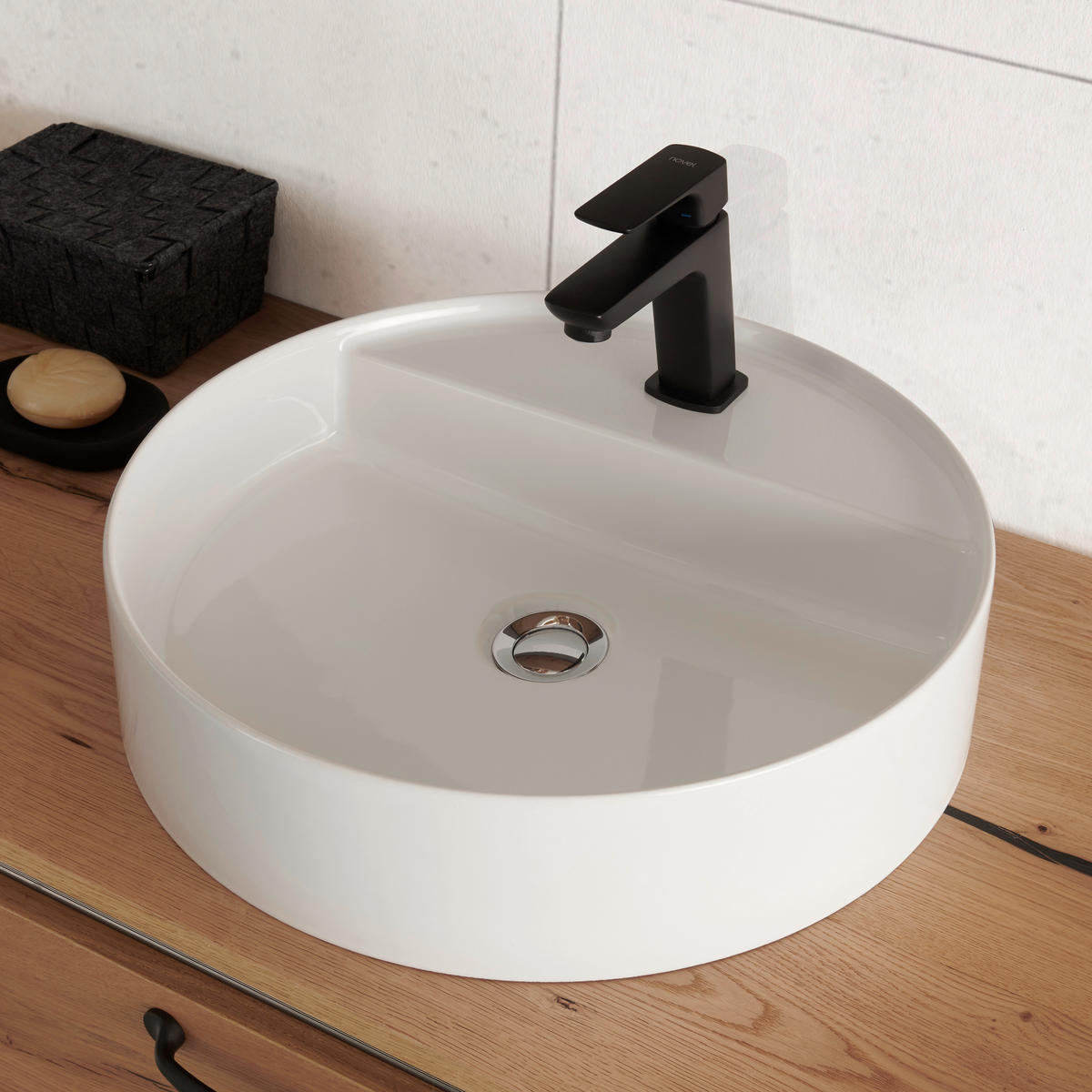 BADEZIMMER  in 155 cm  - Eichefarben/Weiß, MODERN, Glas/Holz (155cm) - Landscape