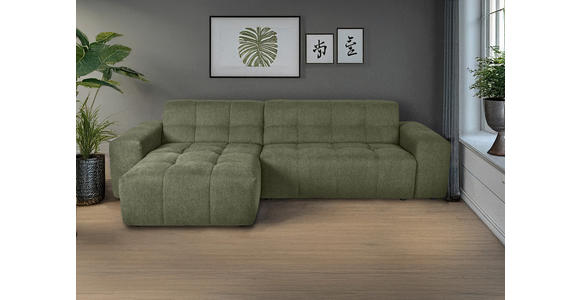 ECKSOFA Dunkelgrün Webstoff Rücken echt  - Dunkelgrün/Schwarz, KONVENTIONELL, Kunststoff/Textil (295/157cm) - Carryhome